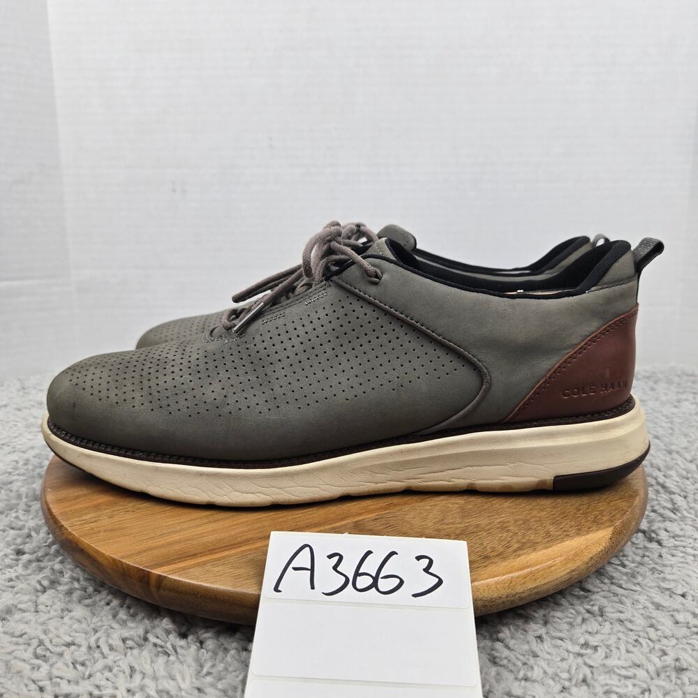 Cole Haan Mens 12M Grand Atlantic Gray Leather Casual Lace Up Office Sneaker